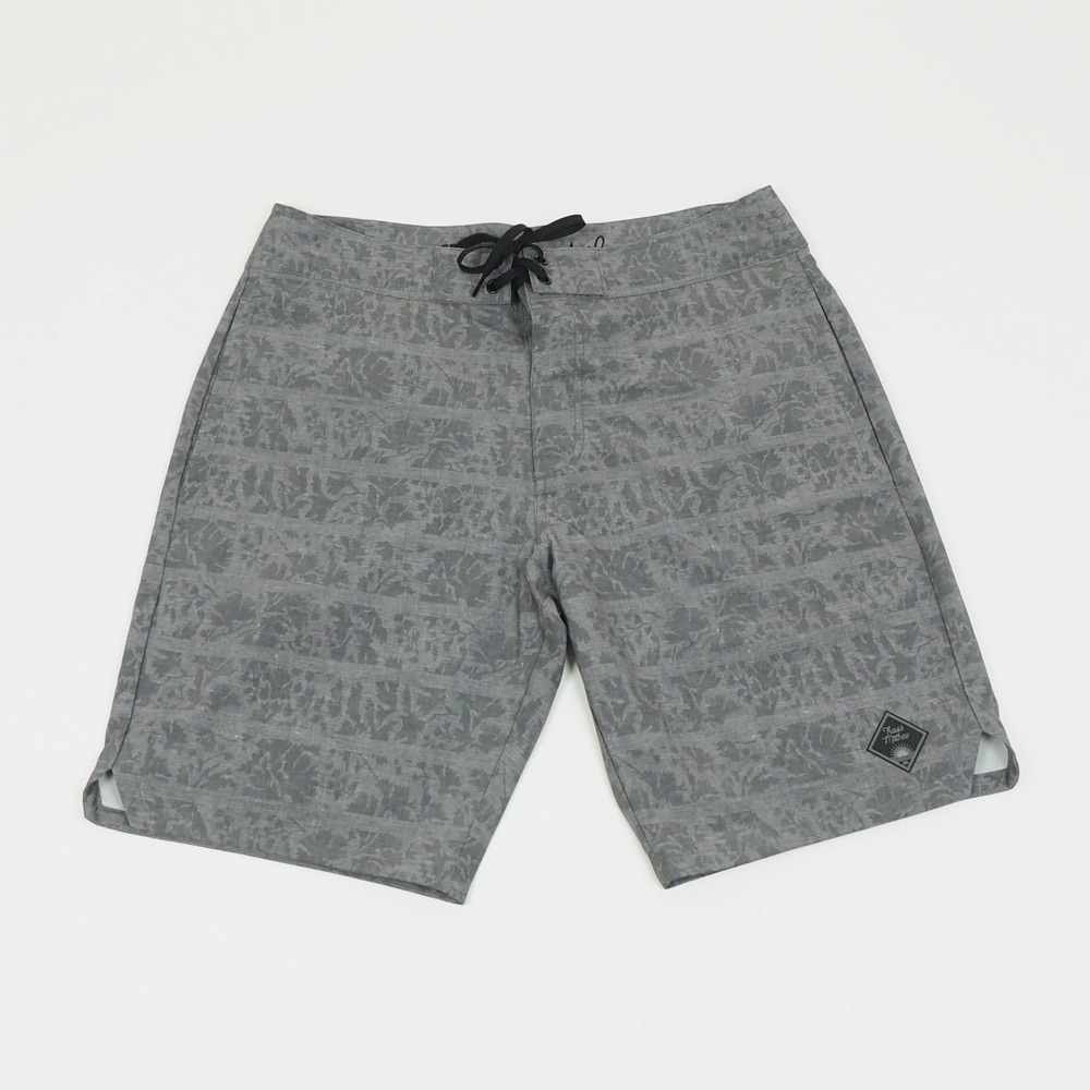 New Travis Mathew Board Shorts Mens 32 Gray AOP Print Surf Swim Swimsuit Beach